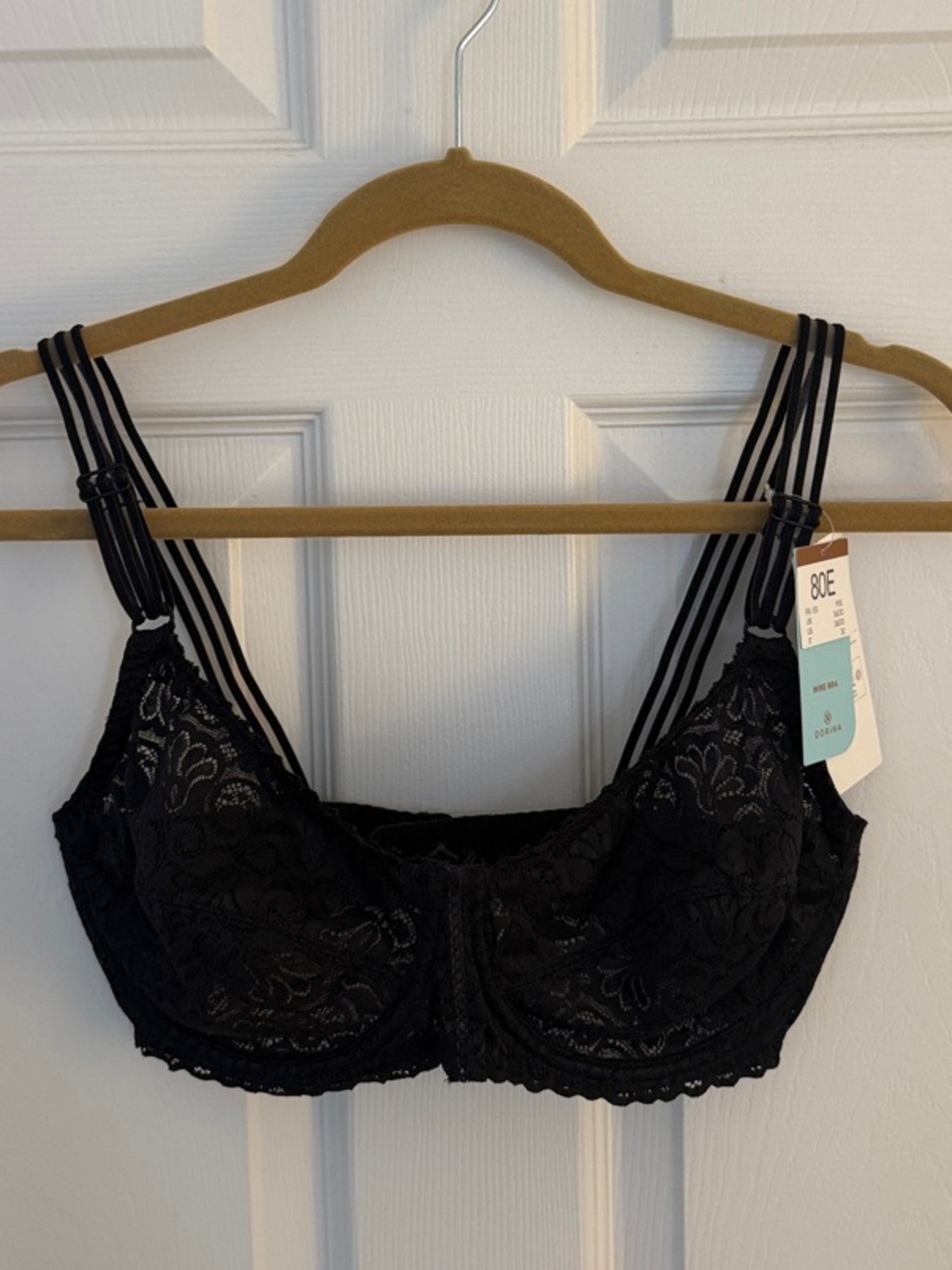 Dorina (Jacqueline) Black Lace Underwire Bra 36DD, NWT, D1623A